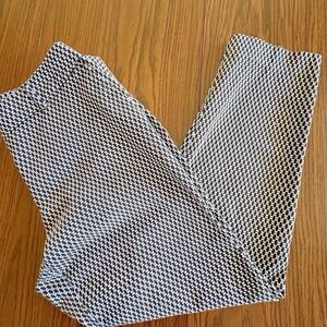 Women Size 10 Black White Geometric Dress Pants George Career Ankle Stretch EUC
